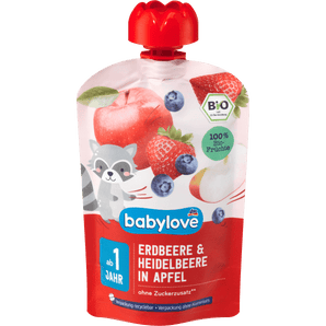 Quetschie Erdbeere & Heidelbeere in Apfel ab 1 Jahr recyclebar, 100 g Quetschie by BabyLove – Available at VivaVoss