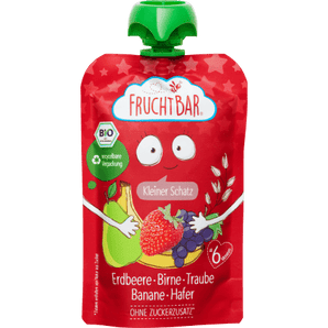 Quetschie "Kleiner Schatz" Erdbeer, Birne, Traube, Hafer, ab dem 6.Monat, 100 g Quetschie by FruchtBar – Available at VivaVoss