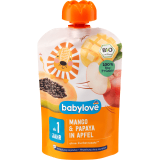 Quetschie Mango & Papaya in Apfel ab 1 Jahr recycelbar, 100 g Quetschie by BabyLove – Available at VivaVoss