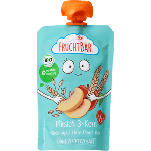 Quetschie Pfirsich - 3 - Korn, ab 6 Monaten, 100 g Quetschie by FruchtBar – Available at VivaVoss