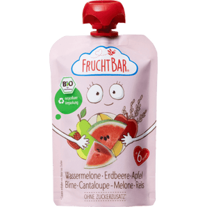 Quetschie Wassermelone, Erdbeere, Apfel, Birne & Reis ab 6 Monaten, 100 g Quetschie by FruchtBar – Available at VivaVoss