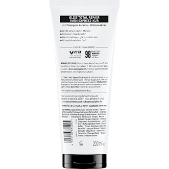 Haarkur Total Repair 1 Min Express-Kur  Schwarzkopf GLISS