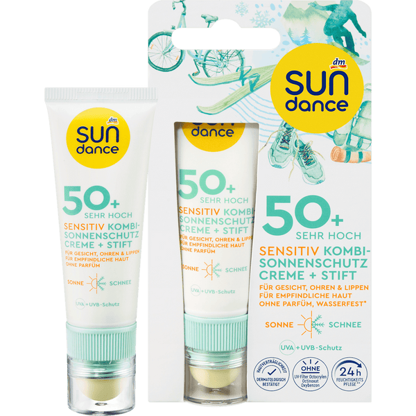 SUNDANCE Sonnenschutz Kombi Gesicht sensitiv Creme & Stift, LSF 50 (25 ml & 3 g), 1 St