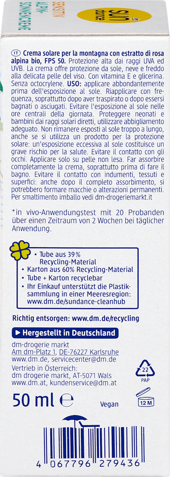 Sonnencreme Alpin sensitiv mit Kälteschutz, LSF 50 SUNDANCE