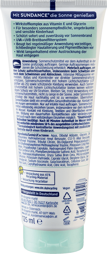Sonnencreme Kids sensitiv LSF 50 SUNDANCE