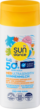 Sonnenmilch Kids ultra sensitiv MED, LSF 50+, Reisegröße SUNDANCE