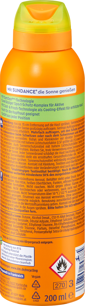 Sonnenspray Sport transparent, LSF 30 SUNDANCE
