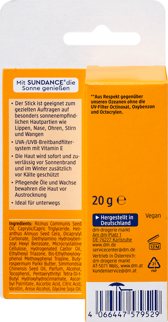 Sonnenstick Gesicht & Lippenpflege, LSF 30  SUNDANCE