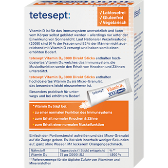 Vitamin D 3000 I.E. Direkt-Sticks 20 St tetesept