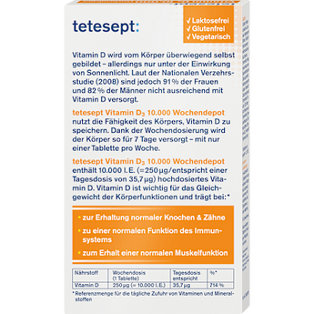Vitamin D3 10.000 I.E. Wochendepot Tabletten 12 St tetesept