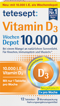Vitamin D3 10.000 I.E. Wochendepot Tabletten 12 St tetesept
