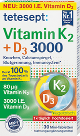 Vitamin K2 + D3 3000 Mini-Tabletten 30 St tetesept