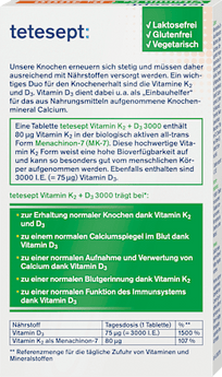 Vitamin K2 + D3 3000 Mini-Tabletten 30 St tetesept