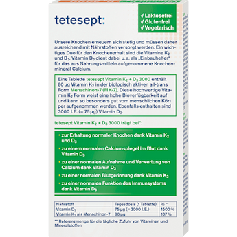 Vitamin K2 + D3 3000 Mini-Tabletten 30 St tetesept