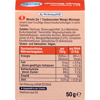 Traubenzucker 2in1, Mango-Maracuja Mivolis