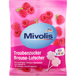 Traubenzucker, Brause-Lutscher Himbeere für Kinder Mivolis