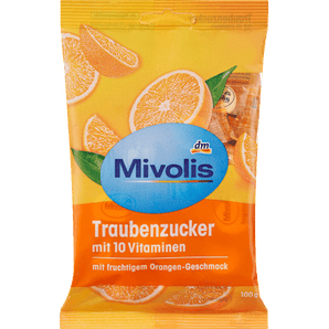 Traubenzucker, Orange mit 10 Vitaminen Mivolis
