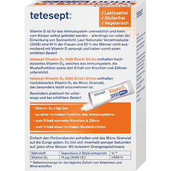 Vitamin D 3000 I.E. Direkt-Sticks 20 St tetesept