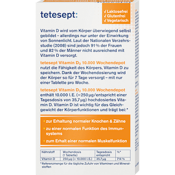 Vitamin D3 10.000 I.E. Wochendepot Tabletten 12 St tetesept