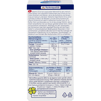 Vitamin D3 Perlen 1000 I.E. 60 St Mivolis