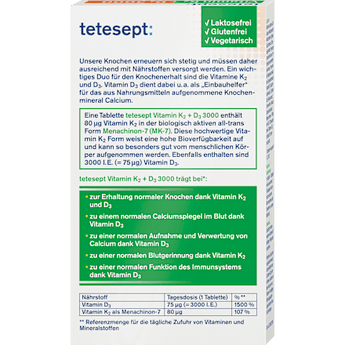 Vitamin K2 + D3 3000 Mini-Tabletten 30 St tetesept