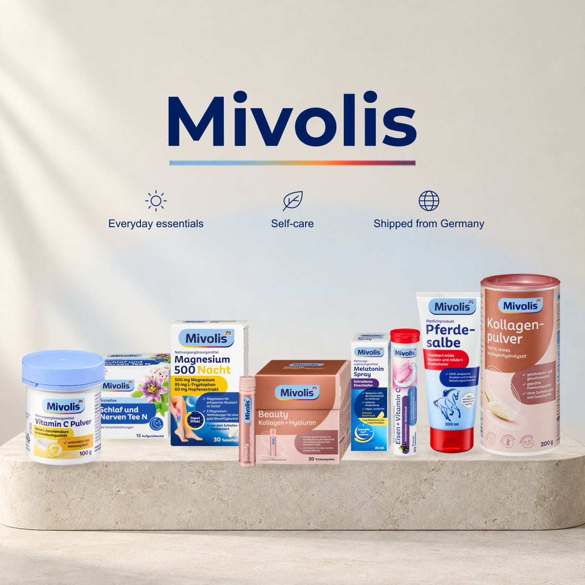 VivaVoss Mivolis vitamins and supplements collection banner, authentic German dm brand health products