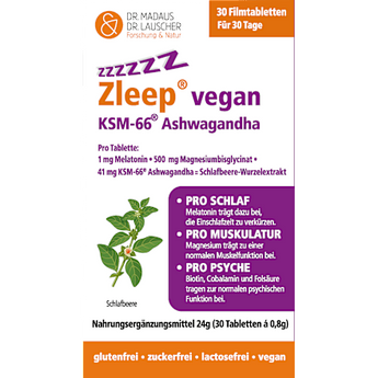 Zleep vegan KSM - 66 Ashwagandha Tabletten 30 St, 24 g Schlafen & Nerven by Madaus & Lauscher – Available at VivaVoss